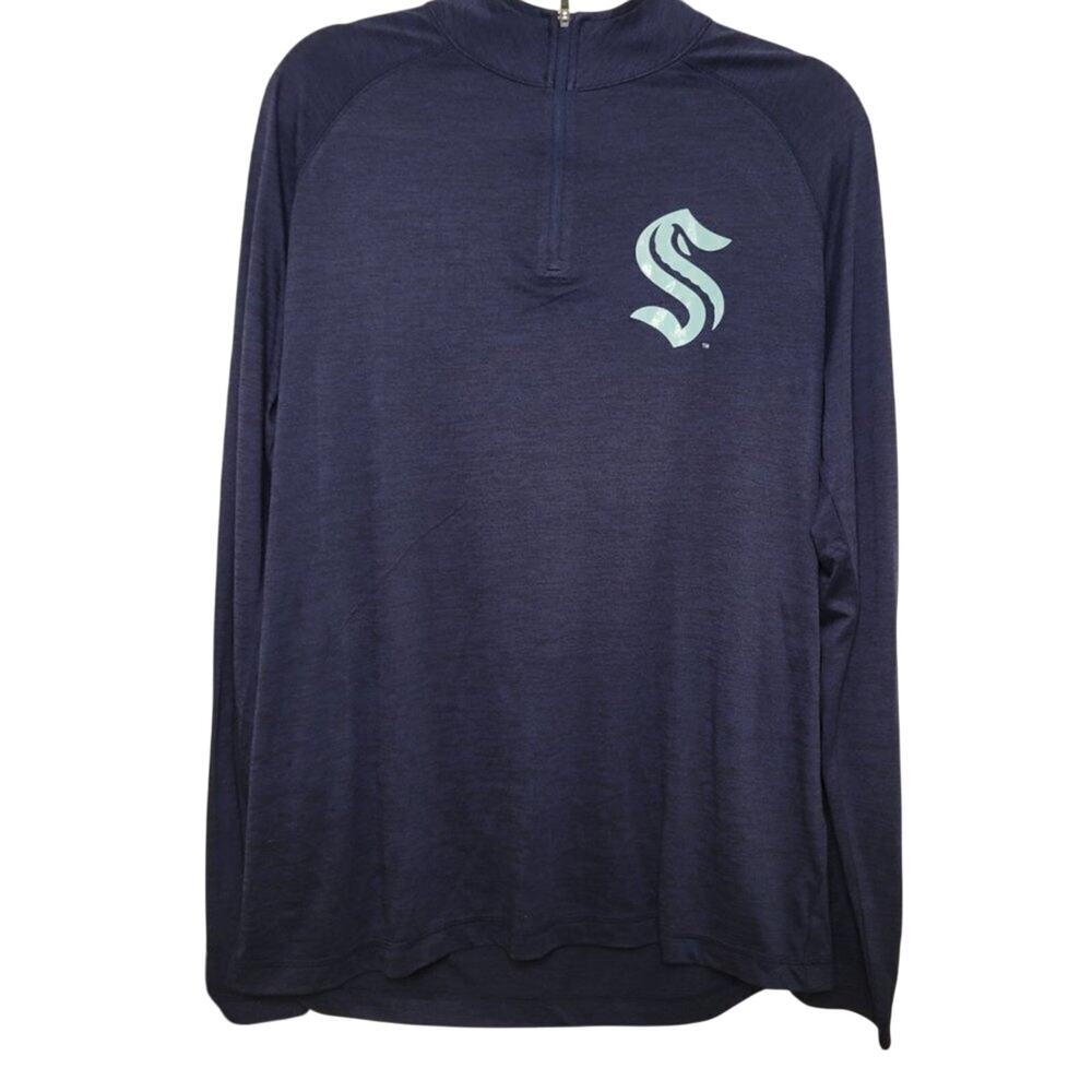 Seattle Kraken Men's Fanatics Quarter-Zip Pullover Fleece Jacket Size‎ Large